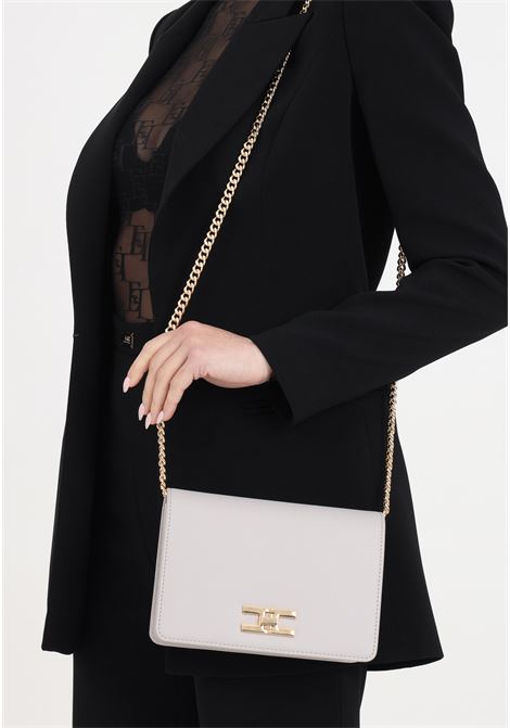Pearl gray women's bag with golden jewel logo ELISABETTA FRANCHI | BS03A41E2155